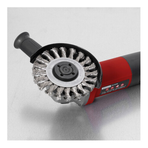 STIER ronde borstel ø 115 mm, boring-ø 22,2 mm, 0,5 mm, geknoopt, edelstaal