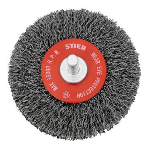 STIER ronde borstel schacht-ø 6 mm, gegolfd, staal