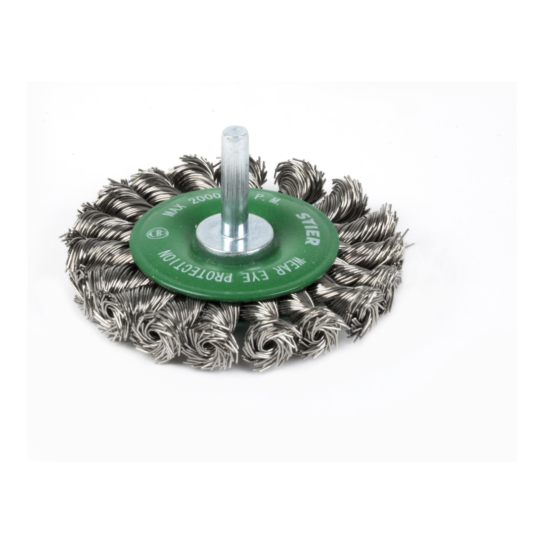 STIER ronde borstel ø 75 mm, schacht-ø 6 mm, 0,5 mm, geknoopt, edelstaal V2A