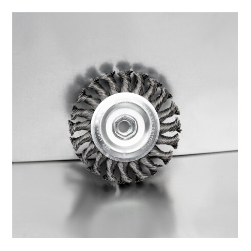 STIER Rundbürste Ø 115 mm, M14, 0,5 mm, gezopft, Stahl