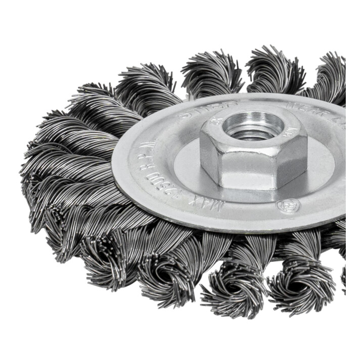 STIER Rundbürste Ø 115 mm, M14, 0,5 mm, gezopft, Stahl