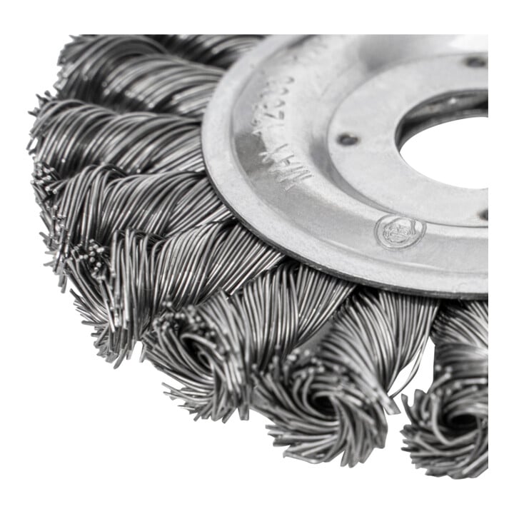 STIER Rundbürste Ø 125 mm, Bohrungs-Ø 22,2 mm, 0,5 mm, gezopft, Stahl