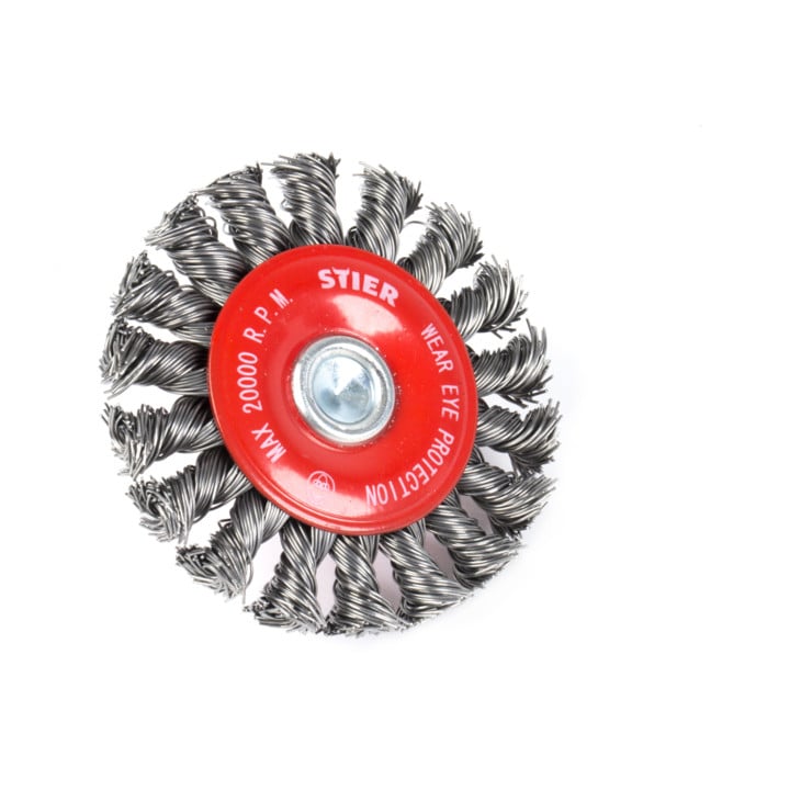 STIER Rundbürste Ø 75 mm, Schaft-Ø 6 mm, 0,5 mm, gezopft, Stahl