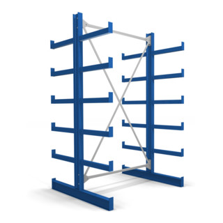 STIER Scaffale con bracci a sbalzo bilaterale con 5 piani blu genziana
