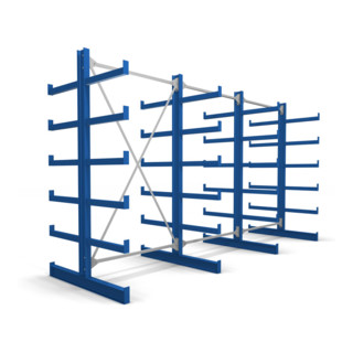 STIER Scaffale con bracci a sbalzo bilaterale con 5 piani blu genziana