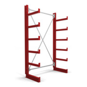 STIER Scaffale con bracci a sbalzo unilaterale con 5 piani rosso fuoco-1