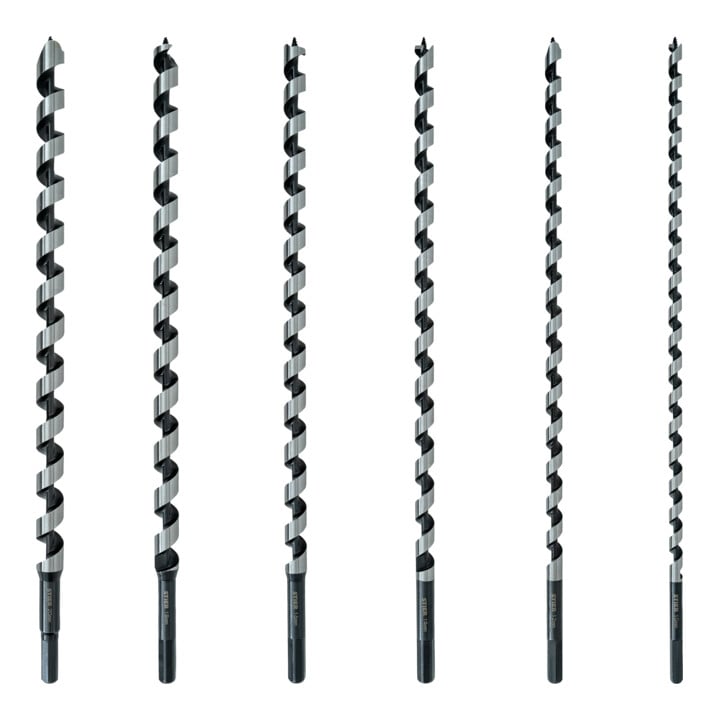 STIER Schlangenbohrer Tieflochbohrer Set 6-teilig 385 / 460 mm 10 - 20 mm Federstahl