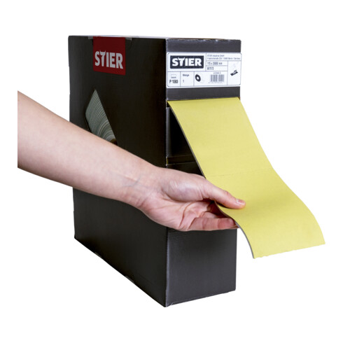 STIER Schleifpapier auf Schaumunterlage P180 115 x 92mm 25m