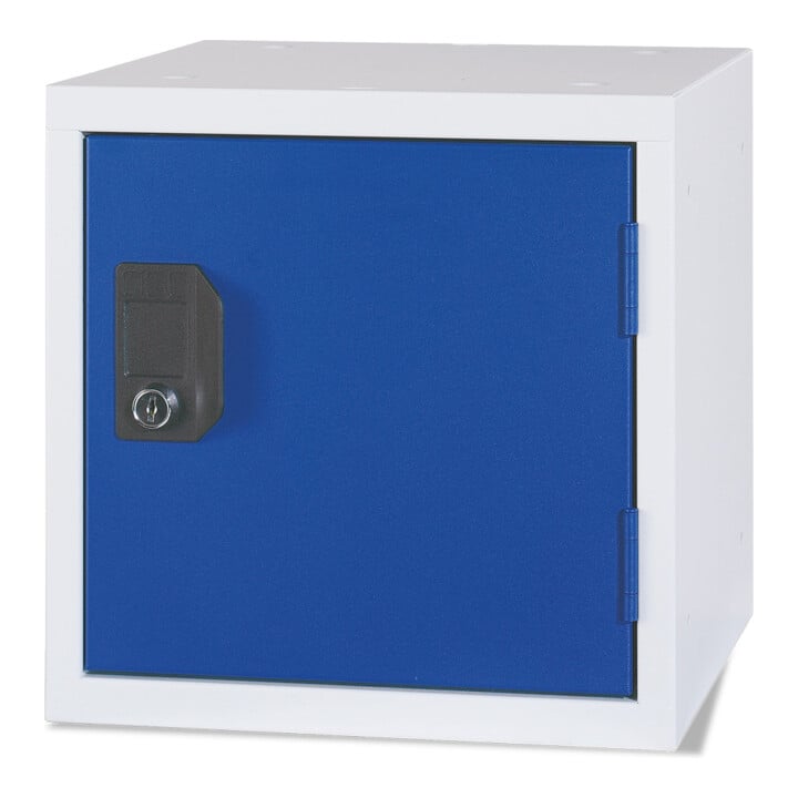 STIER Schließfachwürfel 380 x 380 x 380 mm lichtgrau enzianblau stapelbar