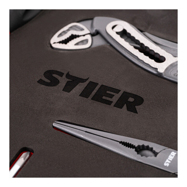 STIER schroevendraaiers en tangenset 17-delig in inlay van zacht schuim (EVA)