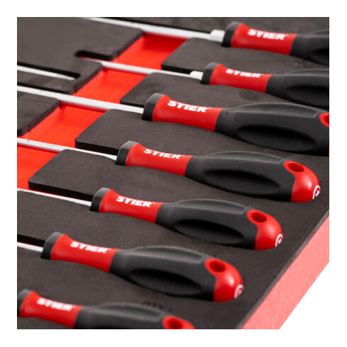 STIER schroevendraaiers en tangenset 17-delig in inlay van zacht schuim (EVA)