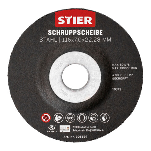 STIER Schruppscheibe 115 x 7,0 x 22,23 Form 27