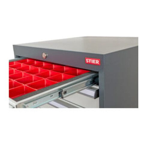 STIER Schubladeneinteilung Kleinteilekästen BLH 100 mm Innenmaß 500x450 mm 6 KTK 75x150 mm