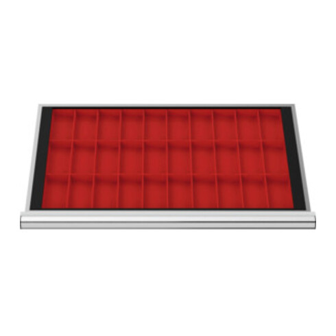 STIER Schubladeneinteilung Kleinteilekästen BLH 100 mm Innenmaß 800x450 mm 30 KTK 75x150 mm