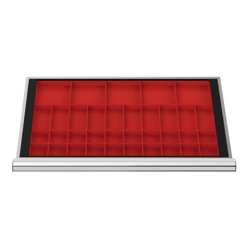 STIER Schubladeneinteilung Kleinteilekästen BLH 100 mm Innenmaß 800x450 mm 5 KTK 150x150 mm