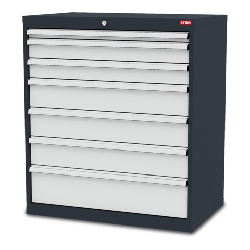 STIER Schubladenschrank mit 7 Schubladen BxTxH 900x575x1020 mm