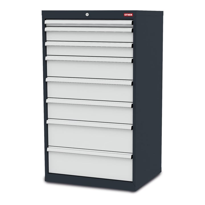 Set STIER Schubladenschrank mit 8 Schubladen BxTxH 700x575x1220 mm +...