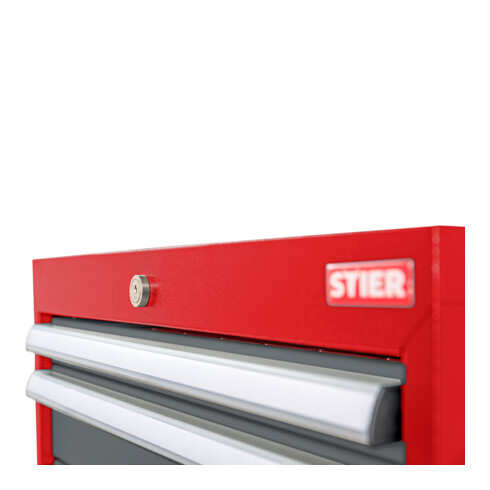 STIER Schubladenschrank mit 9 Schubladen BxTxH 900x575x1020 mm rot/anthrazitgrau