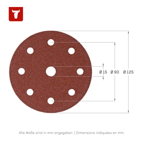 STIER schuurschijven hout D125 / 8 gaten