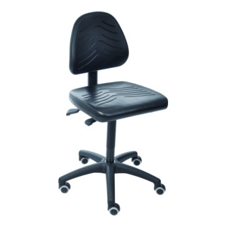 STIER Sedia da lavoro con ruote senza braccioli altezza della seduta 460-650 mm PU nero