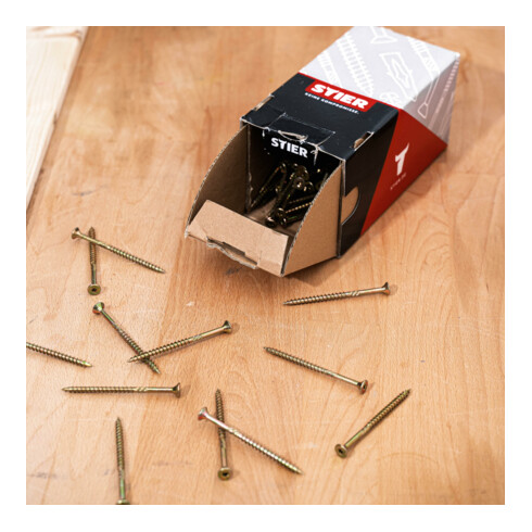 STIER Senkkopf-Spanplattenschraube 5x100 Stahl galvanisch verzinkt gelb TX 20