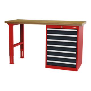 STIER seriewerkbank BxDxH 1500x600x860 mm met 1 kastbehuizing met breedte 600 mm RAL 3020/RAL 7016