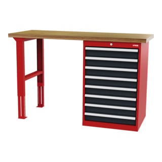 STIER seriewerkbank BxDxH 1500x600x960 mm met 1 kastbehuizing met breedte 600 mm RAL 3020/RAL 7016