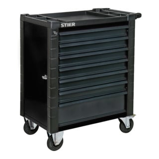 STIER Servante d'atelier avec protection arêtes & porte latérale, 7 tiroirs, 350kg, 950x740x500mm
