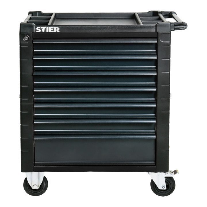 STIER Servante d'atelier avec protection arêtes & porte latérale, 7 tiroirs, 350kg, 950x740x500mm
