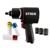 STIER Set de clés à chocs pneumatiques 1/2" - 1750 Nm, 8 pièces