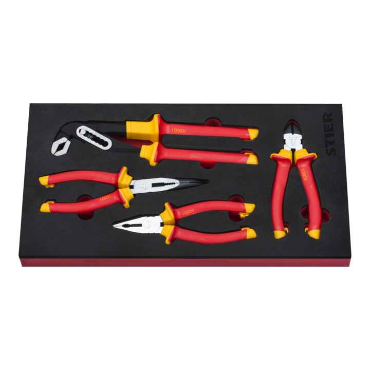 STIER Set de pinces isolation de protection atelier électrique 4 pièces certifié VDE