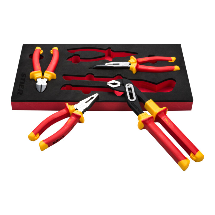 STIER Set de pinces isolation de protection atelier électrique 4 pièces certifié VDE