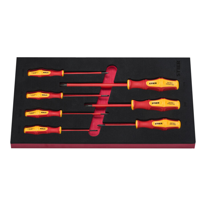 STIER Set de tournevis 7 pièces avec isolation de protection, testé VDE