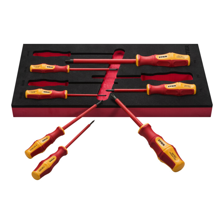STIER Set de tournevis 7 pièces avec isolation de protection, testé VDE