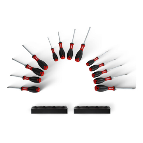 STIER Set di cacciaviti con 2 supporti, 15pz., impugnatura 3K ergonomica