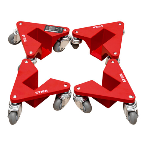 STIER Set di carrelli angolari in alluminio portata 100 kg 195x165x85 mm