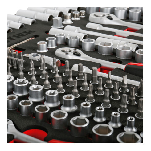 STIER Set di chiavi a bussola 1/4" 3/8" 1/2" 179 pezzi in inserto di espanso morbido (EVA)