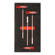 STIER Set di chiavi a bussola con impugnatura a T con esagono esterno apertura chiave 8 - 13 mm in inserto di espanso morbido (EVA)