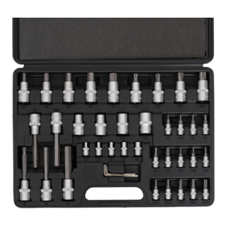 STIER Set di chiavi a bussola e bit, 1/2 pollice, 1/4 pollice, ISK/TX, 42 pezzi