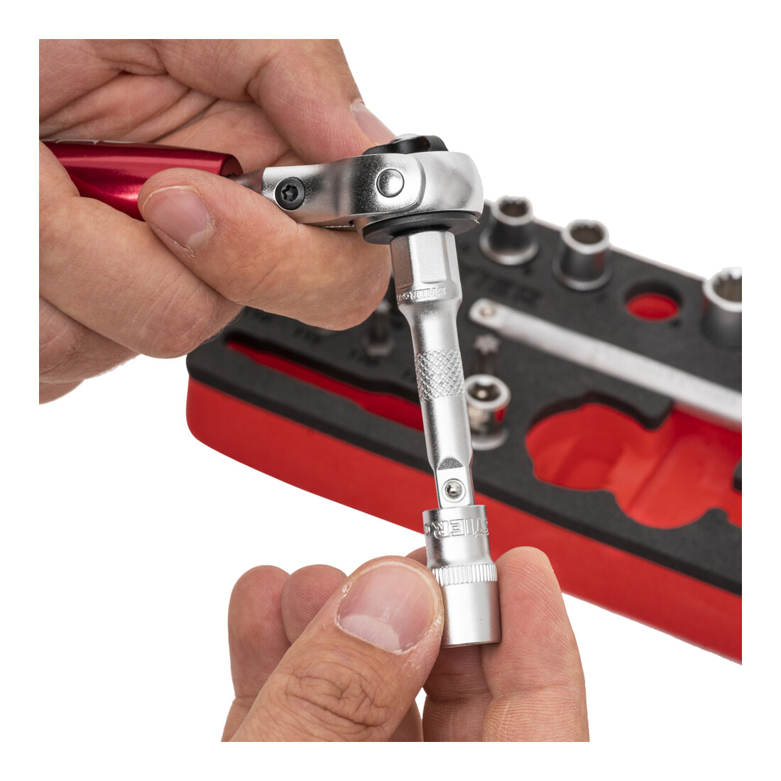 STIER Set di chiavi a bussola e bit 1/4" 24 pezzi in borsa per professionisti