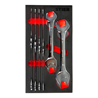 STIER Set di chiavi a forchetta doppia apertura chiave 6 - 32 mm 12 pezzi in inserto di espanso morbido (EVA)