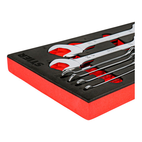STIER Set di chiavi a forchetta doppia apertura chiave 6 - 32 mm 12 pezzi in inserto di espanso morbido (EVA)