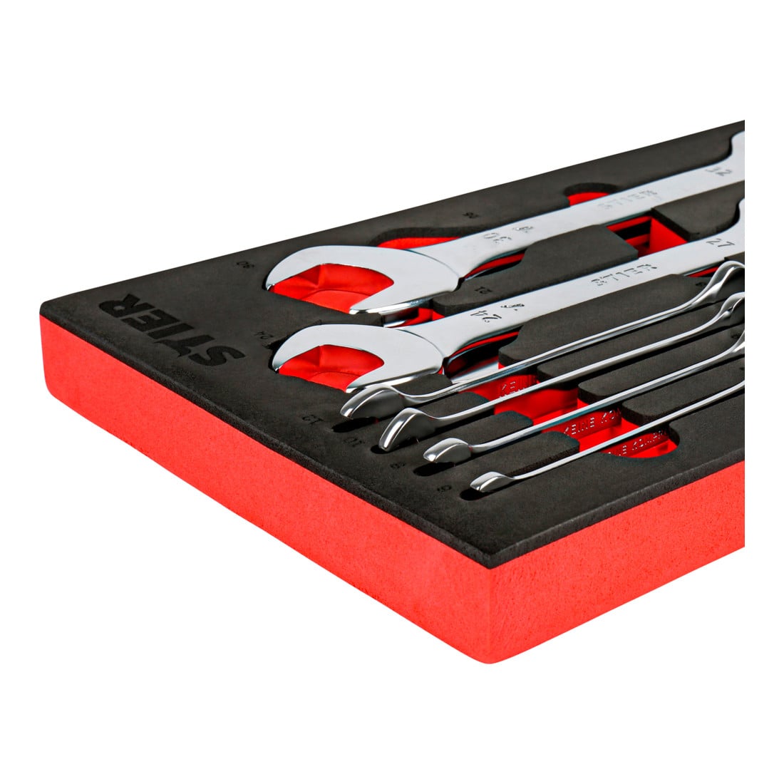 STIER Set di chiavi a forchetta doppia apertura chiave 6 - 32 mm 12 pezzi in inserto di espanso morbido (EVA)