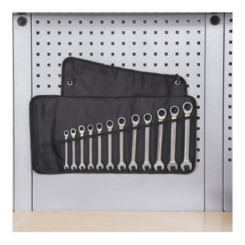STIER Set di chiavi combinate a cricchetto, apertura chiave 8 - 19 mm, 12 pezzi
