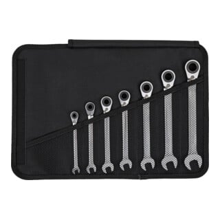 STIER Set di chiavi combinate a cricchetto con anello di tenuta, 7 pezzi