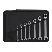 STIER Set di chiavi combinate a cricchetto con anello di tenuta, 7 pezzi