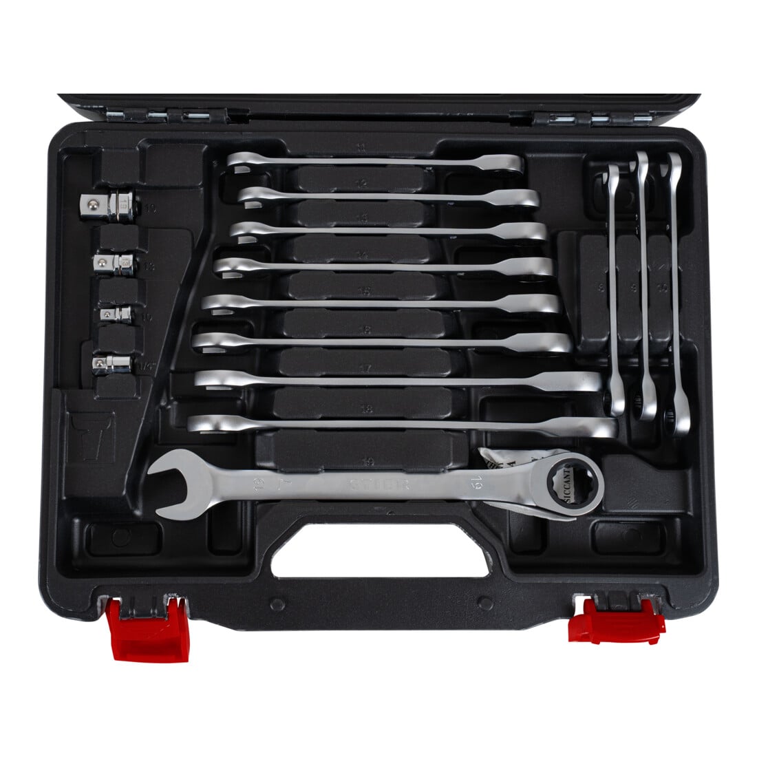 STIER Set di chiavi combinate tipo forte e speciale apertura chiave 8 - 19 mm 16 pezzi in valigetta di plastica