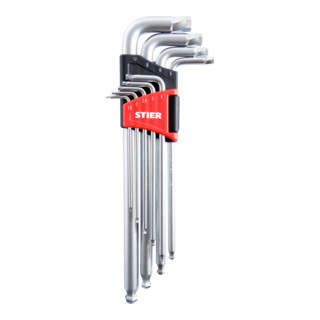 STIER Set di chiavi maschio piegate tipo esagonale speciale 9 pezzi