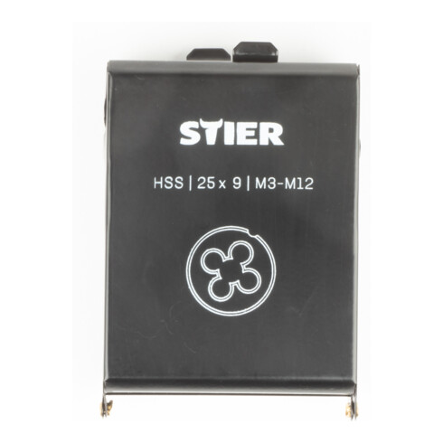 STIER Set di filiere HSS 25x9 M3-M12 8 pz.
