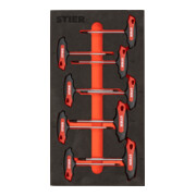 STIER Set di giraviti con impugnatura a T TX TX6 - TX30 mm 9 pezzi con inserto di espanso morbido (EVA)
